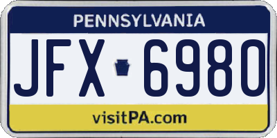 PA license plate JFX6980