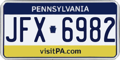 PA license plate JFX6982
