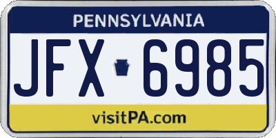 PA license plate JFX6985