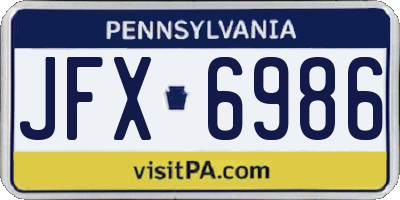 PA license plate JFX6986