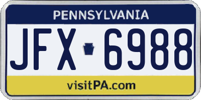PA license plate JFX6988