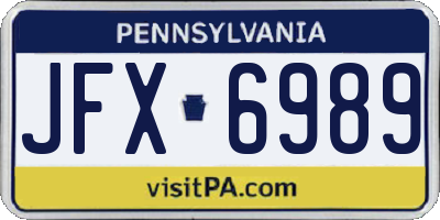 PA license plate JFX6989