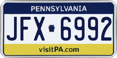 PA license plate JFX6992