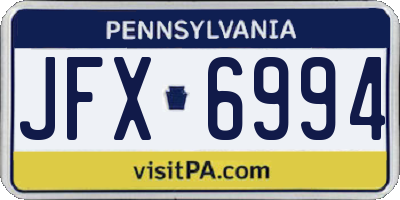 PA license plate JFX6994
