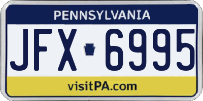 PA license plate JFX6995