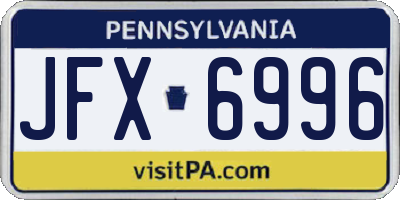 PA license plate JFX6996