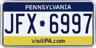 PA license plate JFX6997