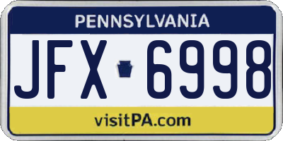 PA license plate JFX6998