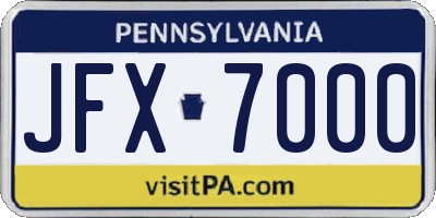 PA license plate JFX7000