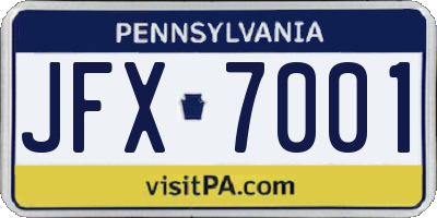 PA license plate JFX7001