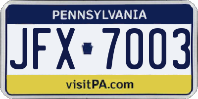 PA license plate JFX7003