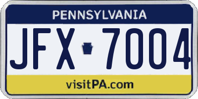 PA license plate JFX7004