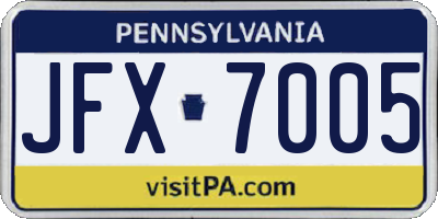PA license plate JFX7005