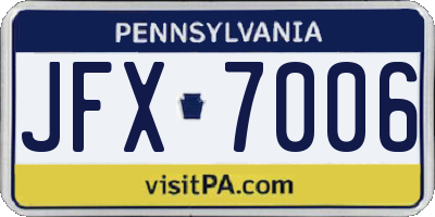 PA license plate JFX7006