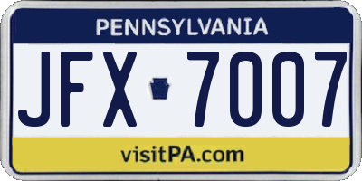 PA license plate JFX7007
