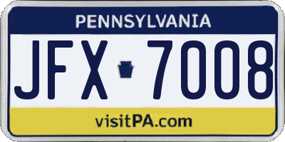 PA license plate JFX7008