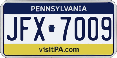 PA license plate JFX7009
