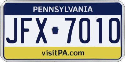 PA license plate JFX7010