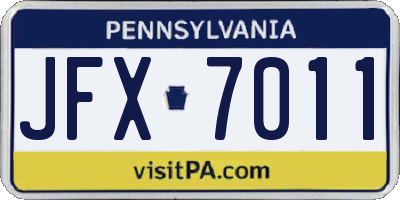 PA license plate JFX7011