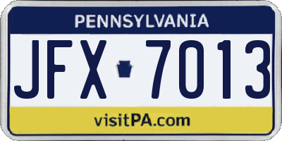 PA license plate JFX7013