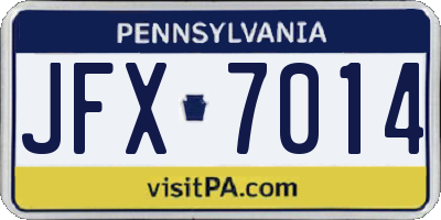 PA license plate JFX7014