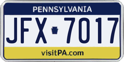 PA license plate JFX7017