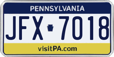 PA license plate JFX7018