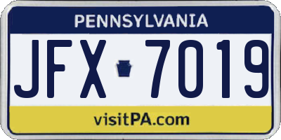 PA license plate JFX7019