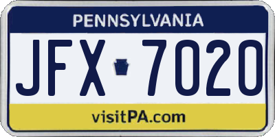 PA license plate JFX7020