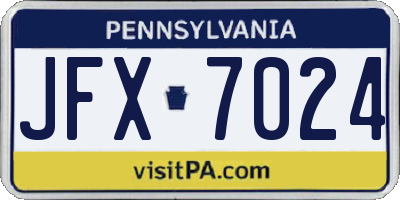 PA license plate JFX7024