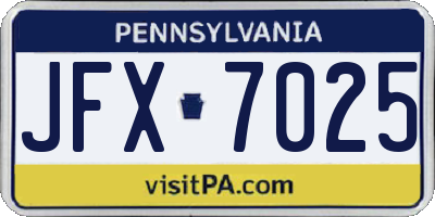 PA license plate JFX7025