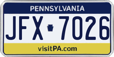PA license plate JFX7026
