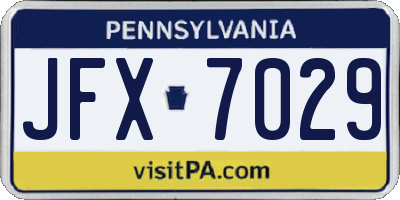 PA license plate JFX7029