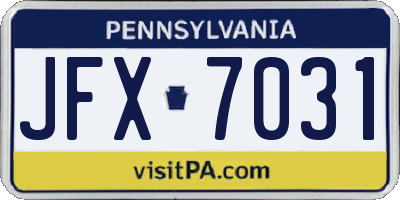 PA license plate JFX7031