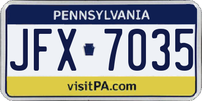 PA license plate JFX7035