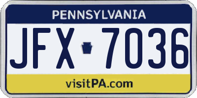 PA license plate JFX7036