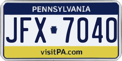 PA license plate JFX7040
