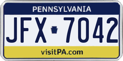 PA license plate JFX7042