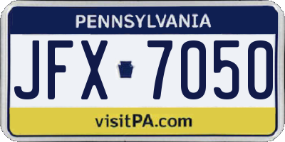 PA license plate JFX7050