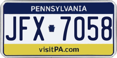 PA license plate JFX7058