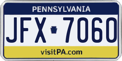 PA license plate JFX7060