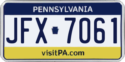PA license plate JFX7061