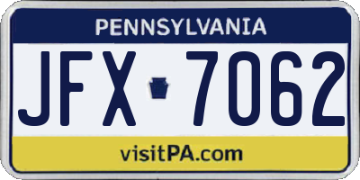 PA license plate JFX7062