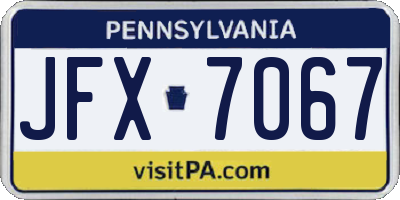 PA license plate JFX7067
