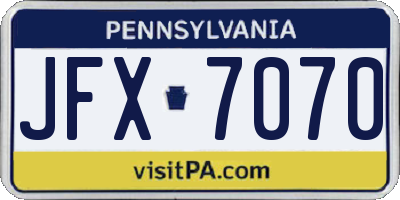 PA license plate JFX7070