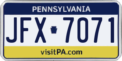 PA license plate JFX7071