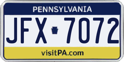 PA license plate JFX7072