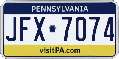 PA license plate JFX7074