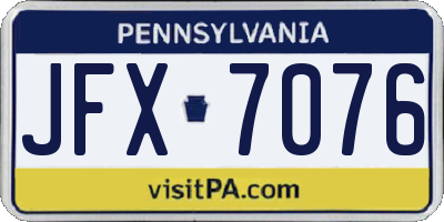 PA license plate JFX7076