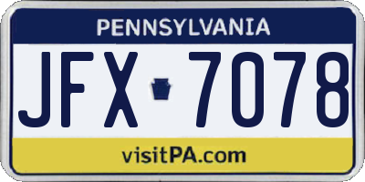 PA license plate JFX7078